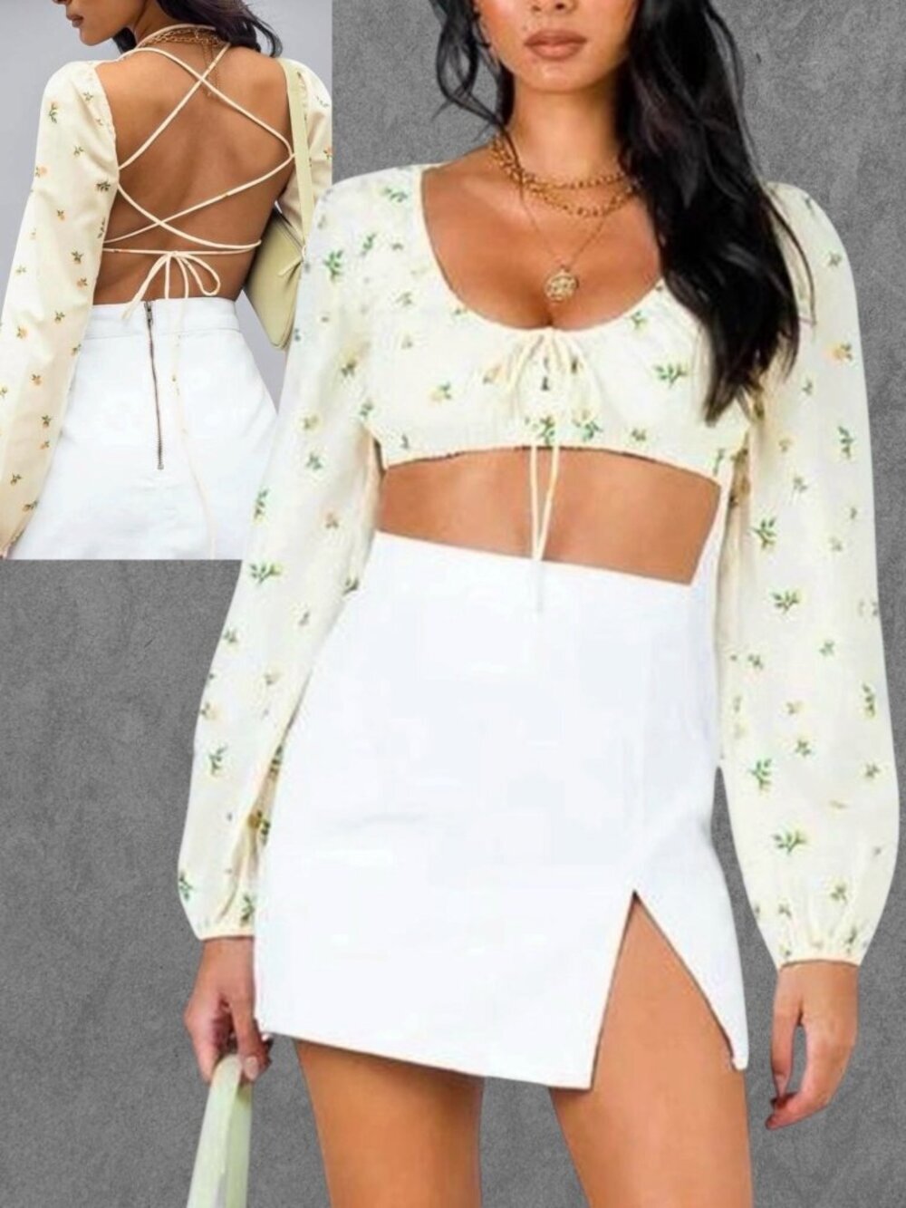Princess Polly Violeta Floral Crop Top Sz 2 Butter Yellow Milkmaid Coquette